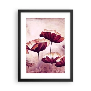 Póster en marco negro - Pétalo rojo y blanco - 30x40 cm