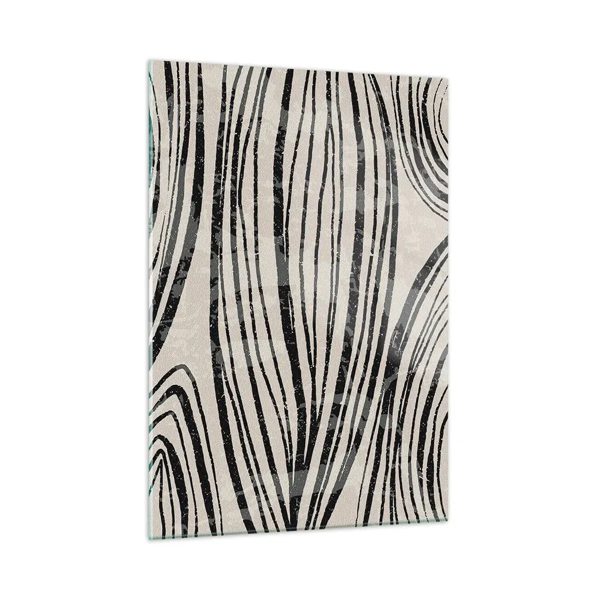Cuadro sobre vidrio - Impresiones sobre Vidrio - Ondas de líneas negras sobre un fondo claro - 50x70cm - Salpicadura de líneas - Decoración de pared moderna para salón y dormitorio ARTTOR