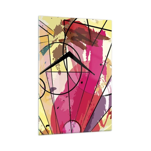 Cuadro sobre vidrio - Impresiones sobre Vidrio - Abstracción con líneas y formas geométricas. - 80x120cm - Explosión - Decoración de pared moderna para salón y dormitorio ARTTOR