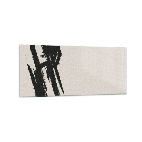 Cuadro sobre vidrio - Impresiones sobre Vidrio - Pinceladas dinámicas en negro sobre un fondo claro - 120x50cm - Impulso imparable - Decoración de pared moderna para salón y dormitorio ARTTOR
