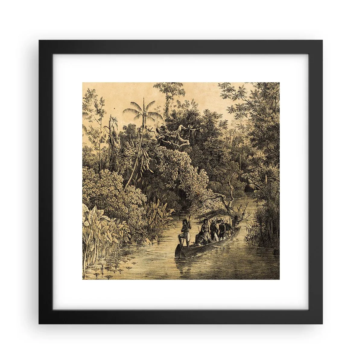 Póster en marco negro - Expedición a la fuente - 30x30 cm