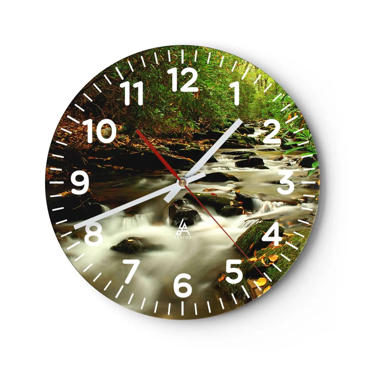 Reloj de pared - Reloj de vidrio - Como plata líquida - 30x30 cm