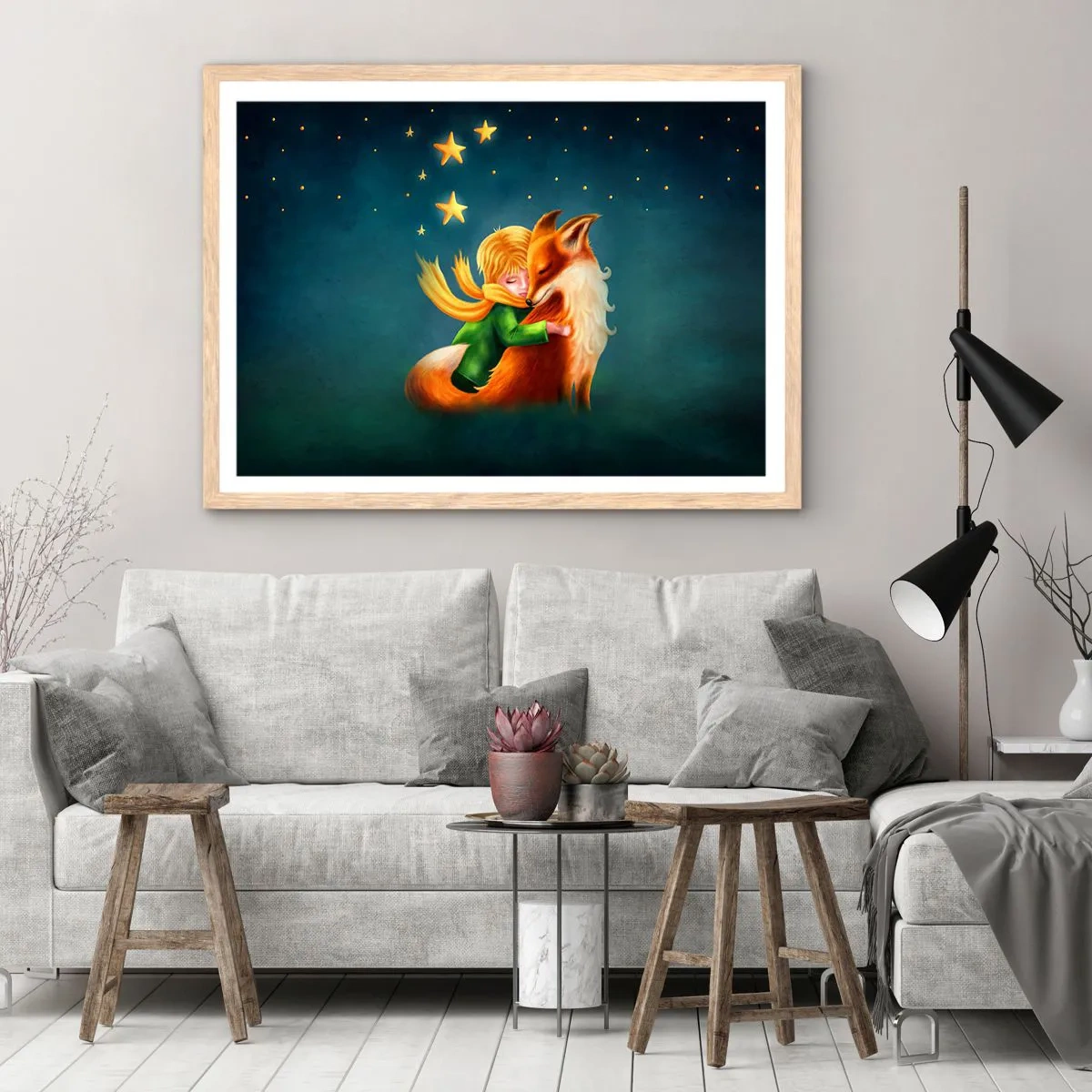 Póster en marco roble claro - El Principito - 50x40 cm