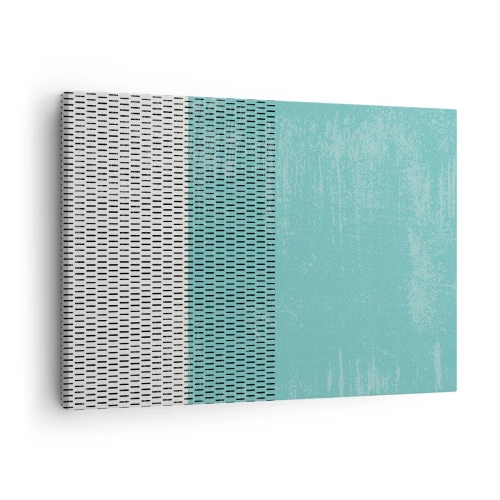 Cuadro sobre lienzo - Impresión de Imagen - Composición geométrica con turquesa y líneas. - 70x50cm - Composición equilibrada - Decoración de pared moderna para salón y dormitorio ARTTOR