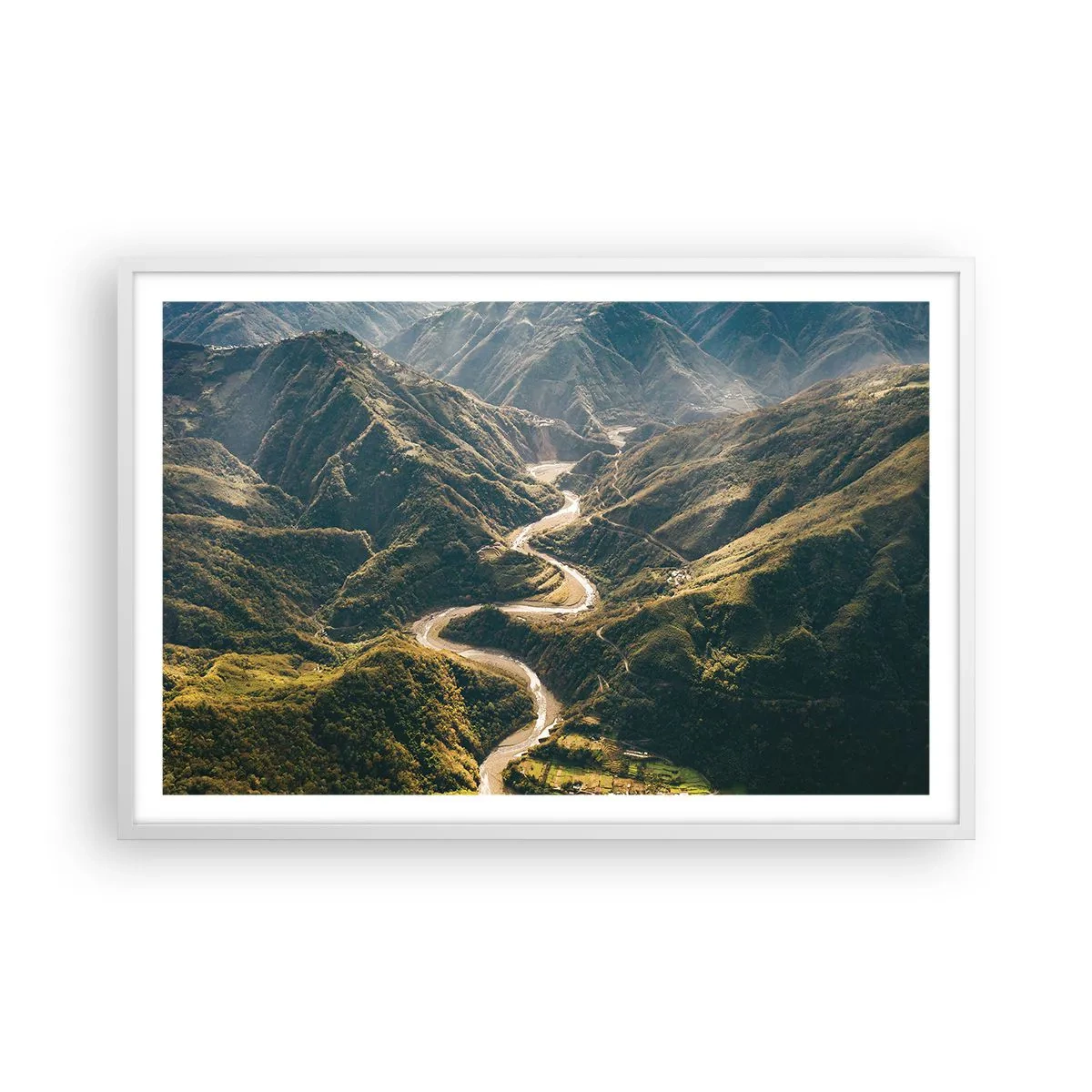 Póster en marco blanco - Directamente desde el corazón de las montañas - 91x61 cm