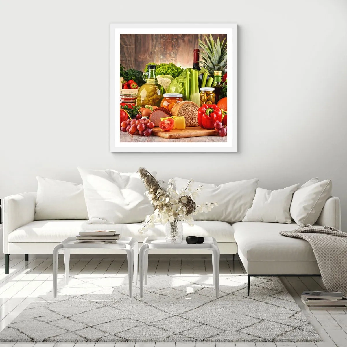 Póster en marco blanco - La mesa está lista - 50x50 cm