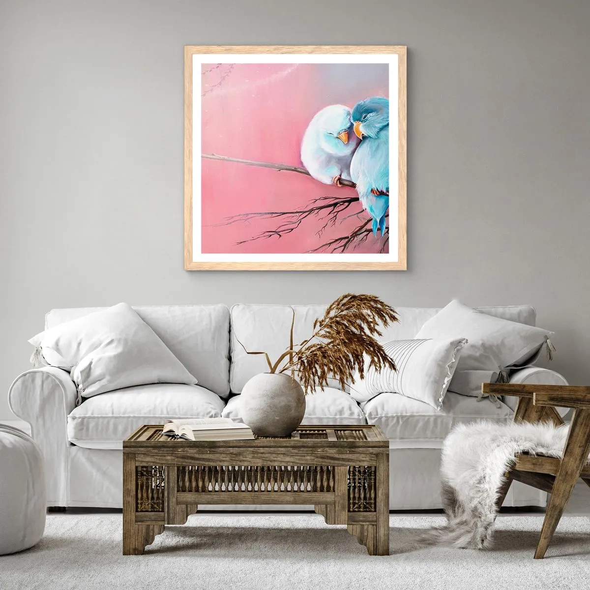 Póster en marco roble claro - Qué añadir aquí... - 50x50 cm