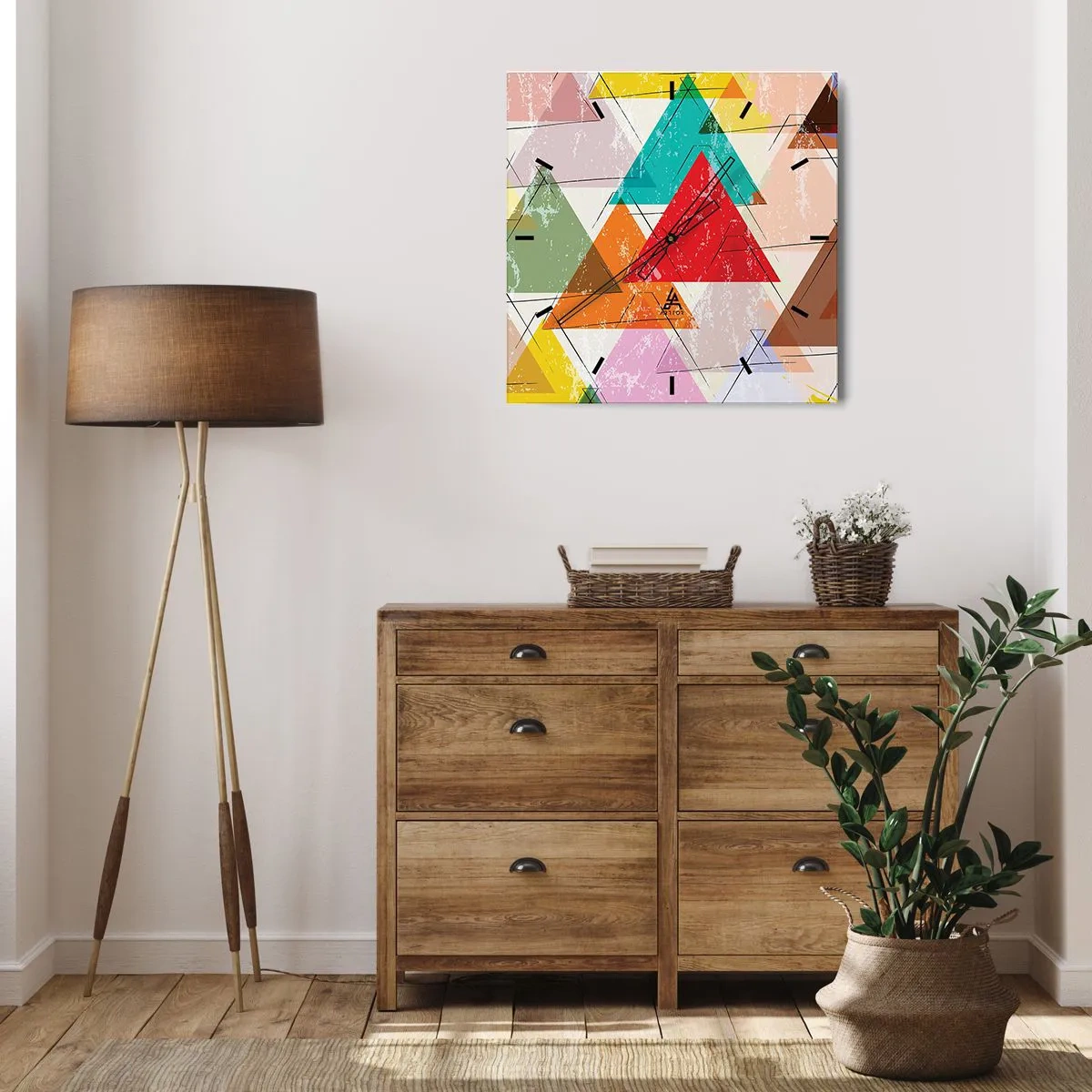 Reloj de pared - Reloj de vidrio - De tres en tres - 40x40 cm