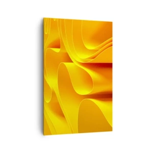 Cuadro sobre lienzo - Impresión de Imagen - Ondas abstractas amarillas que se asemejan a los rayos del sol - 80x120cm - Como las olas del sol - Decoración de pared moderna para salón y dormitorio ARTTOR