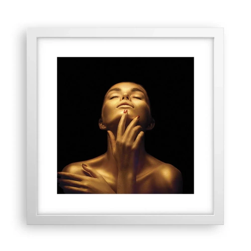 Póster en marco blanco - Como seda dorada - 30x30 cm