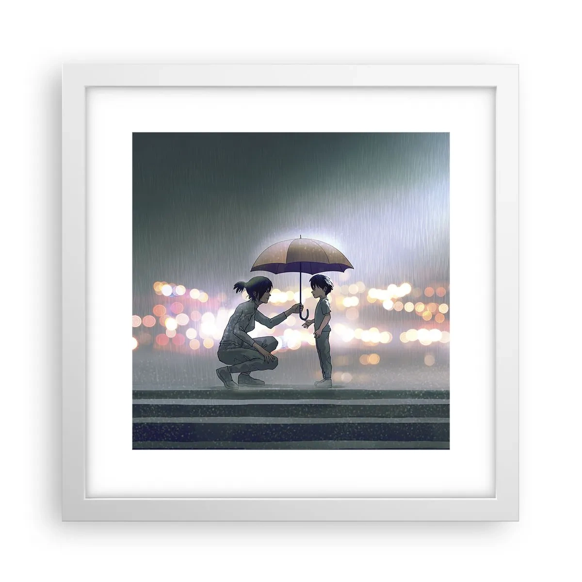 Póster en marco blanco - Y todo está bien - 30x30 cm