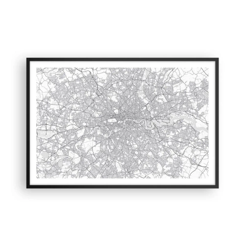 Póster en marco negro - Un mapa del laberinto de Londres - 91x61 cm