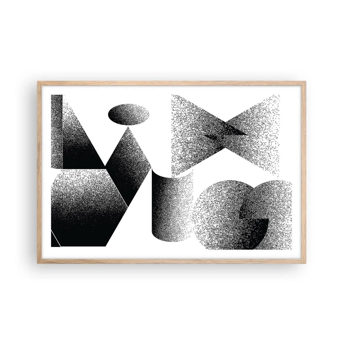 Póster en marco roble claro - Ángulos y óvalos - 91x61 cm