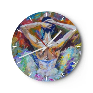Reloj de pared - Reloj de vidrio - Una imagen abstracta de una bailarina en colores dinámicos y coloridos. - 30x30cm - Podría ser cualquier cosa - Decoración de pared moderna para salón, cocina y dormitorio ARTTOR