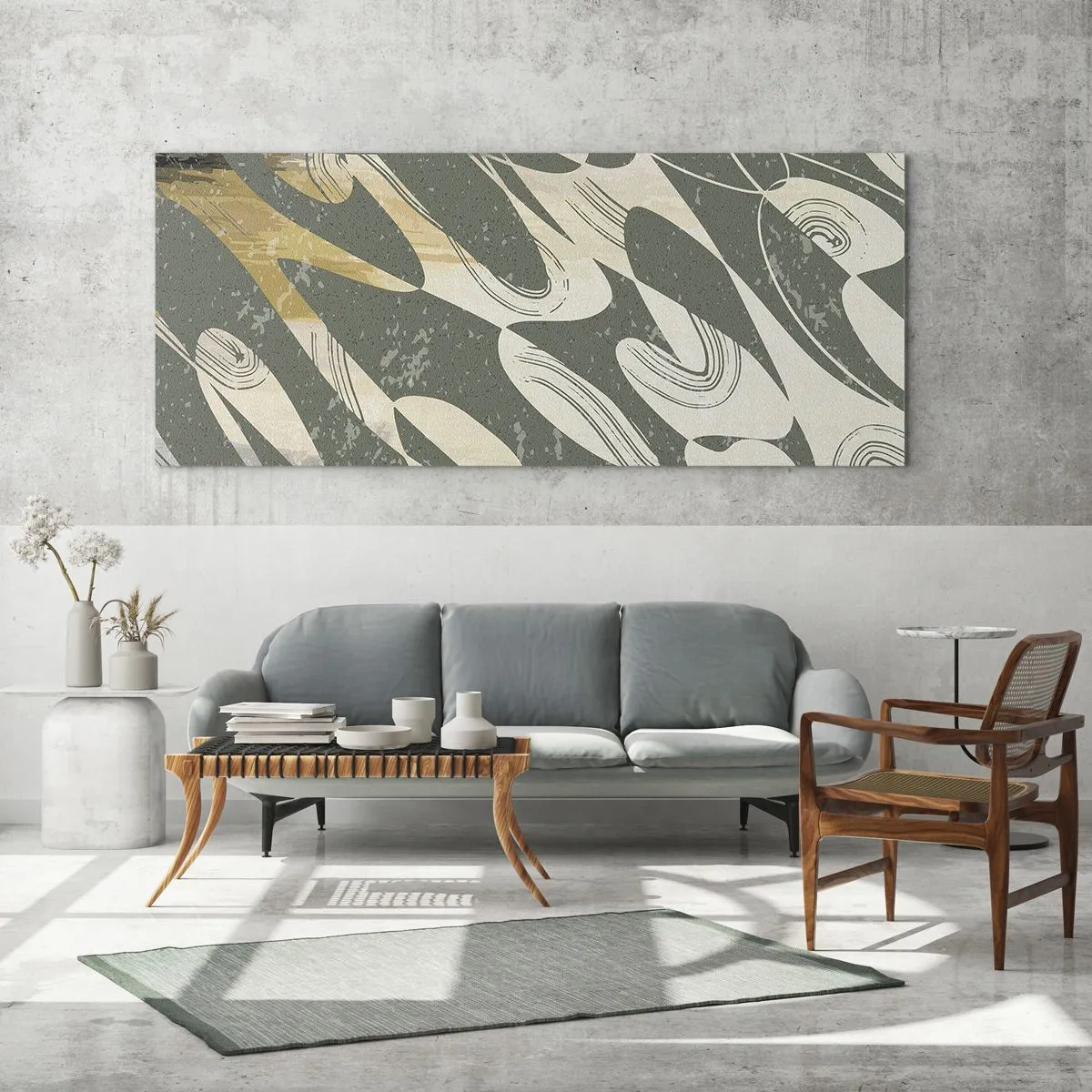 Cuadro sobre vidrio - Impresiones sobre Vidrio - Abstracción rítmica - 100x40 cm