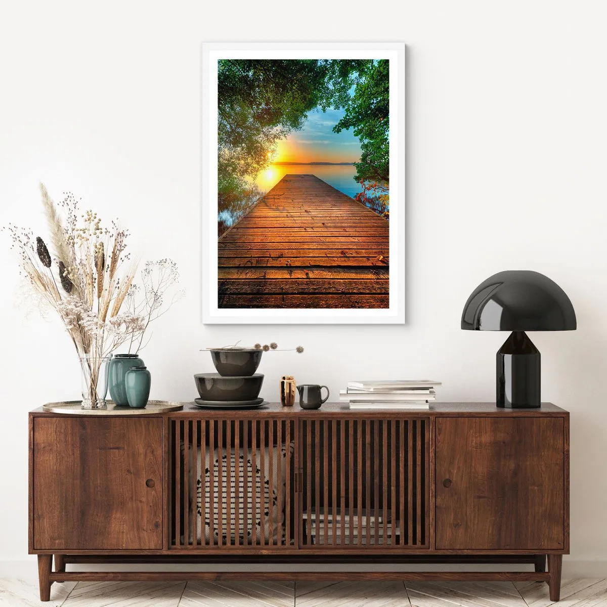 Póster en marco blanco - Tómate tu tiempo, siéntate - 50x70 cm