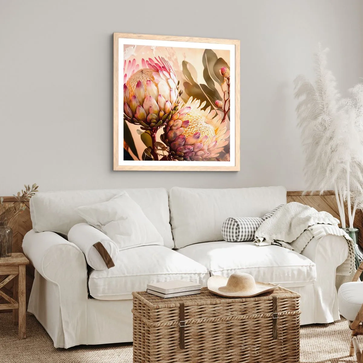 Póster en marco roble claro - Abrazados con ternura - 50x50 cm