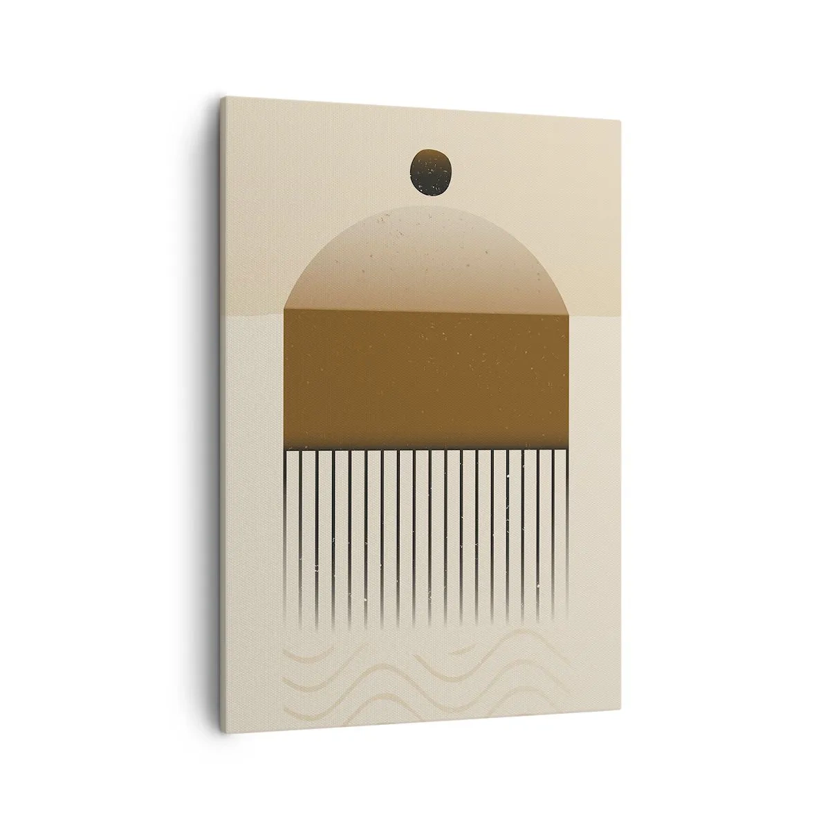 Cuadro sobre lienzo - Impresión de Imagen - Composición geométrica abstracta en tonos beige y marrón. - 50x70cm - Varios estados - Decoración de pared moderna para salón y dormitorio ARTTOR