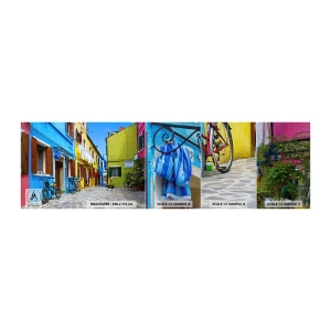 Muestra de fotomural Premium Canvas - Callejón dulce de color pastel - Ciudad, bicicletas, Callejón - 100x30 cm