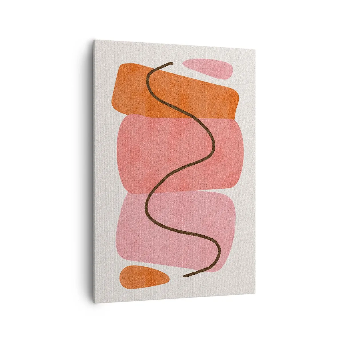 Cuadro sobre lienzo - Impresión de Imagen - Formas abstractas en tonos rosa y naranja. - 70x100cm - Suave movimiento de formas - Decoración de pared moderna para salón y dormitorio ARTTOR