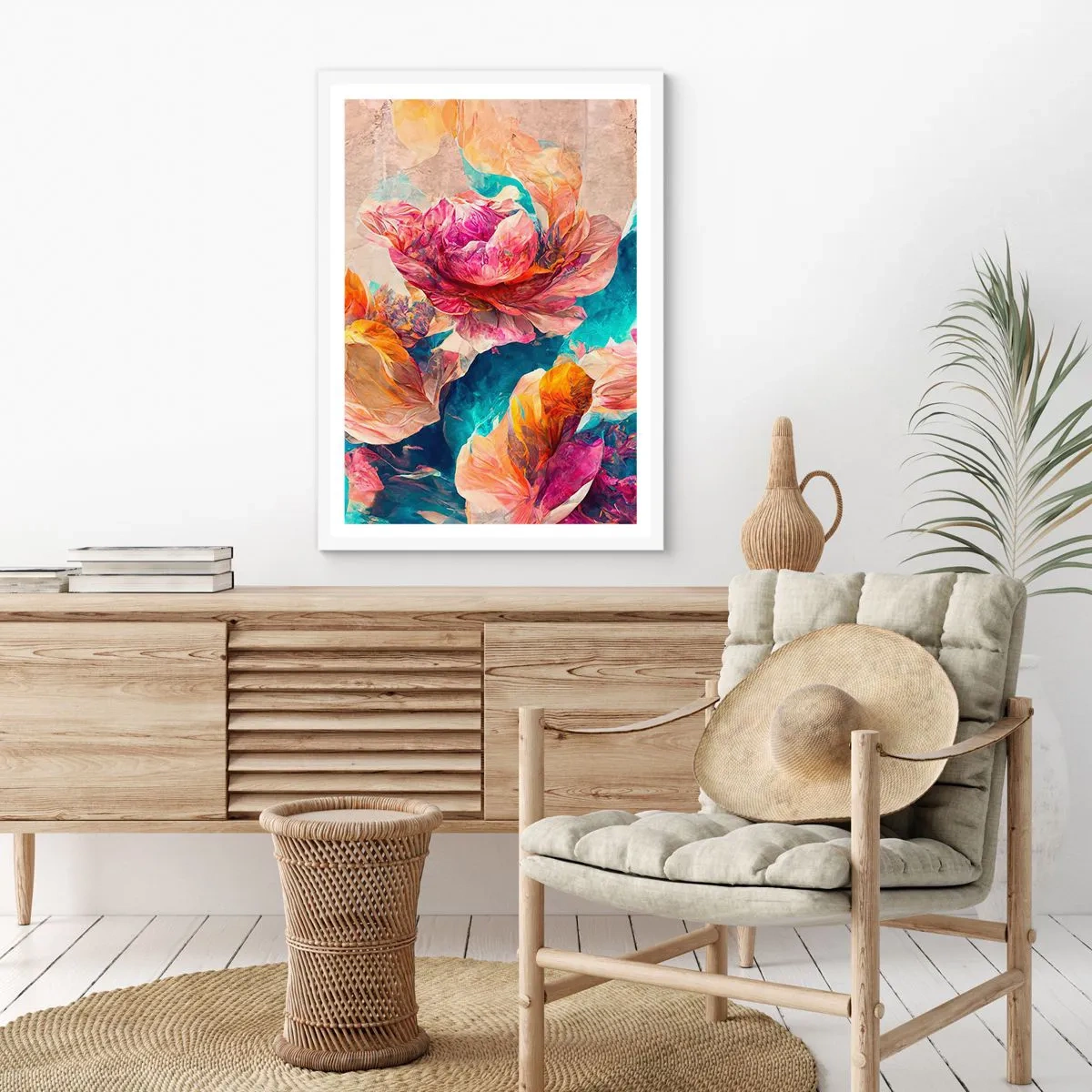 Póster en marco blanco - El colorido esplendor de un ramo - 40x50 cm