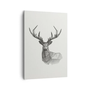Cuadro sobre lienzo - Impresión de Imagen - Imagen geométrica de un ciervo en un estilo minimalista en blanco y negro. - 50x70cm - Ciervo en estilo cubista - Decoración de pared moderna para salón y dormitorio ARTTOR