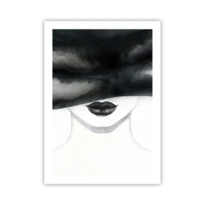 Póster - Retrato en blanco y negro de una mujer con los ojos vendados. - 50x70cm - Un misterio sensual - Decoración de pared moderna para salón y dormitorio ARTTOR