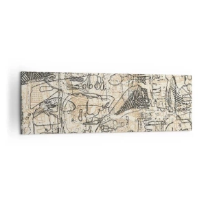 Cuadro sobre lienzo - Impresión de Imagen - Patrones y líneas abstractas sobre un fondo beige - 160x50cm - A la espera de ser descifrado - Decoración de pared moderna para salón y dormitorio ARTTOR