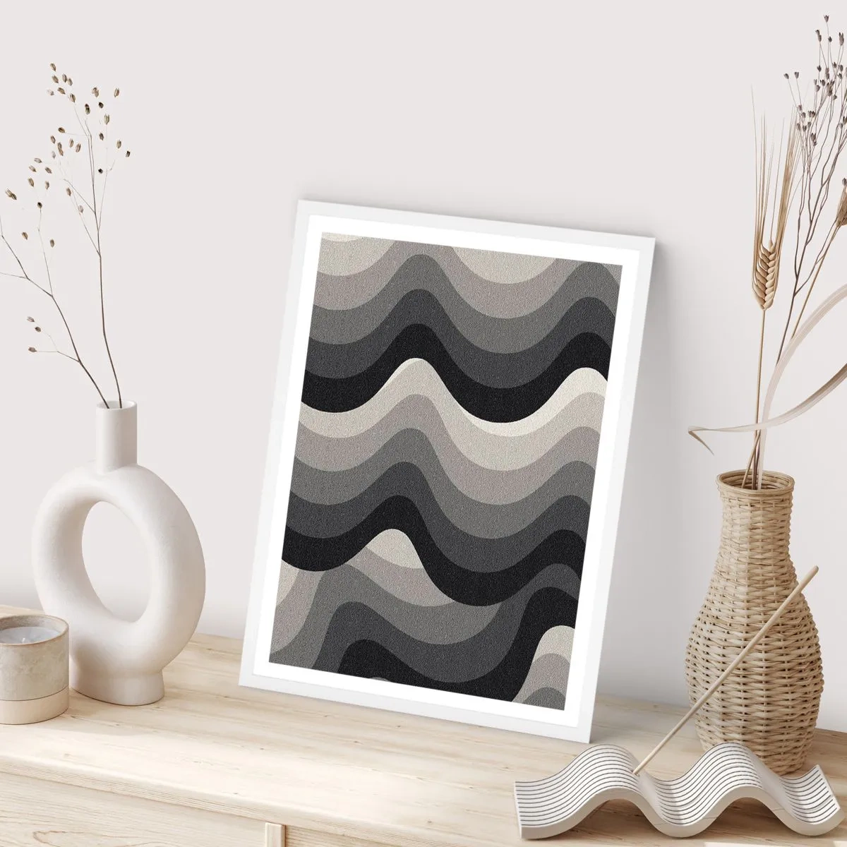 Póster en marco blanco - Ola tras ola - 70x100 cm