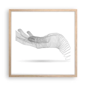 Póster en marco roble claro - Mano elástica - 50x50 cm