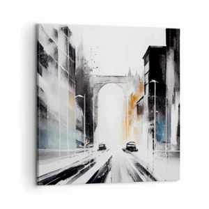 Cuadro sobre lienzo - Impresión de Imagen - Estudio de la ciudad: arquitectura y movimiento - 60x60 cm