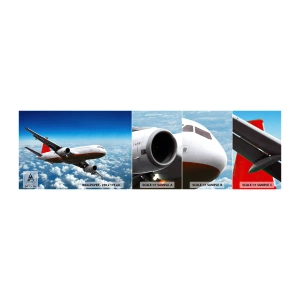 Muestra de fotomural autoadhesivo Deluxe Sticker - Aléjese de todo - Avión, Viajes, Nubes - 100x30 cm