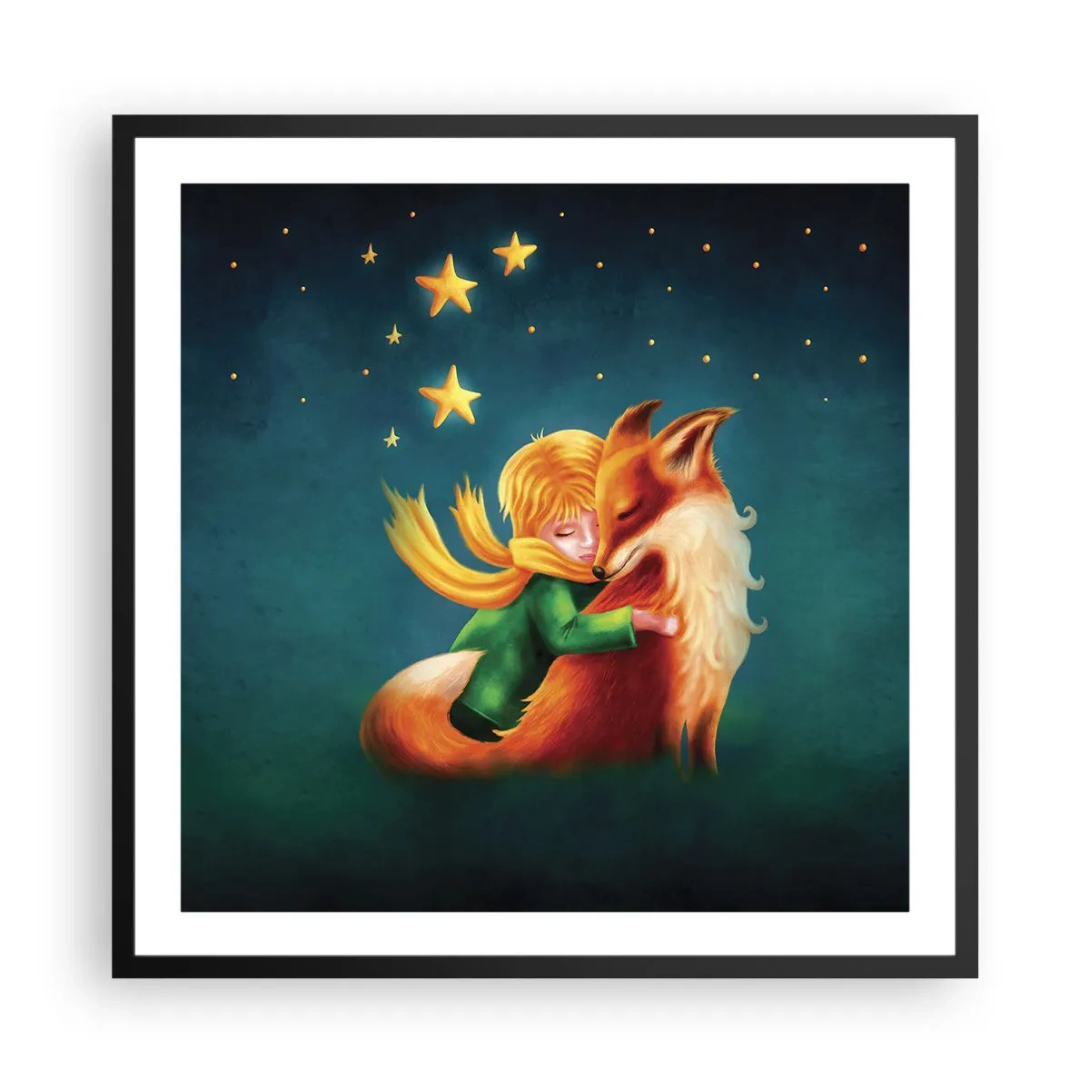 Póster en marco negro - El Principito - 60x60 cm