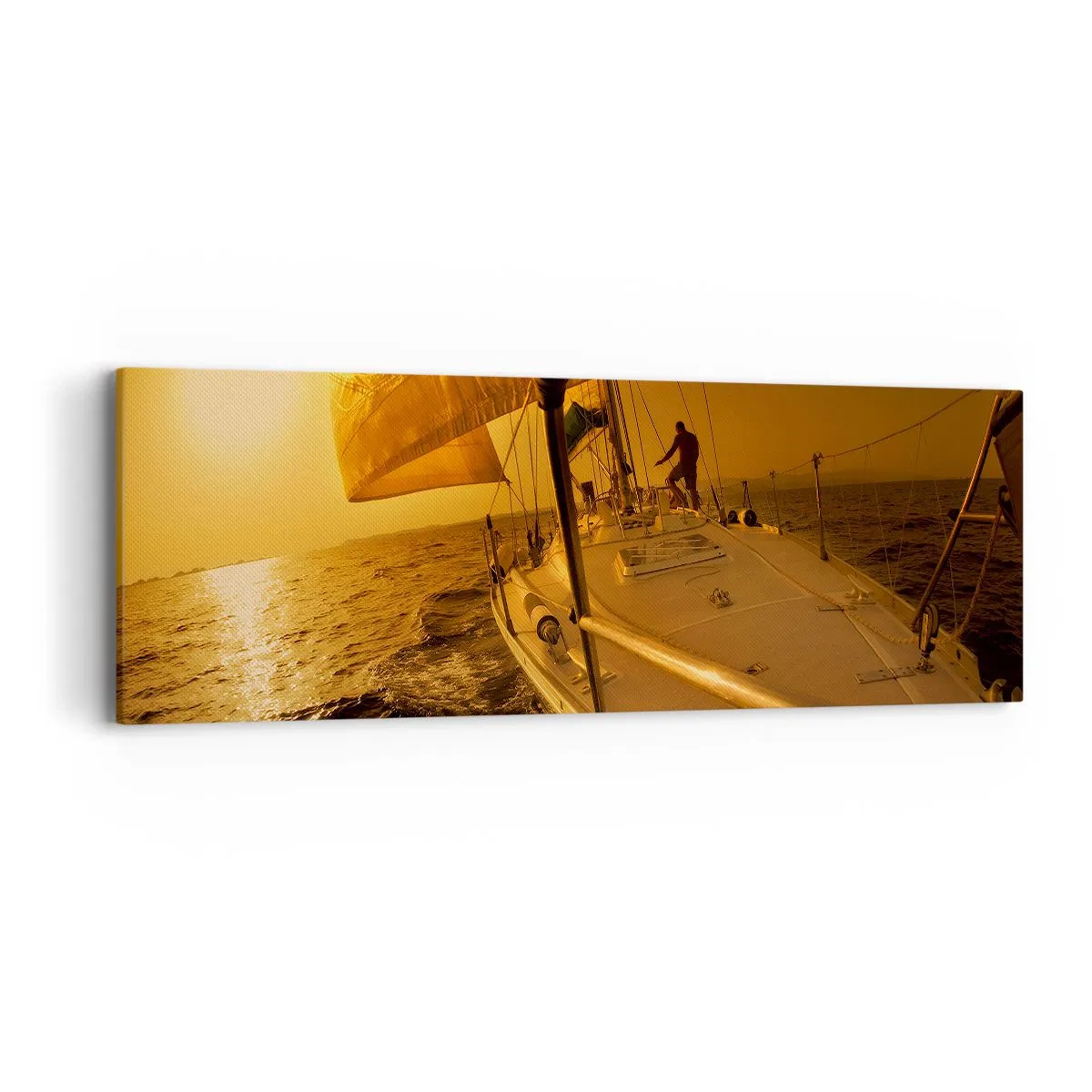 Cuadro sobre lienzo - Impresión de Imagen - Atardecer dorado tras un día multicolor - 90x30 cm