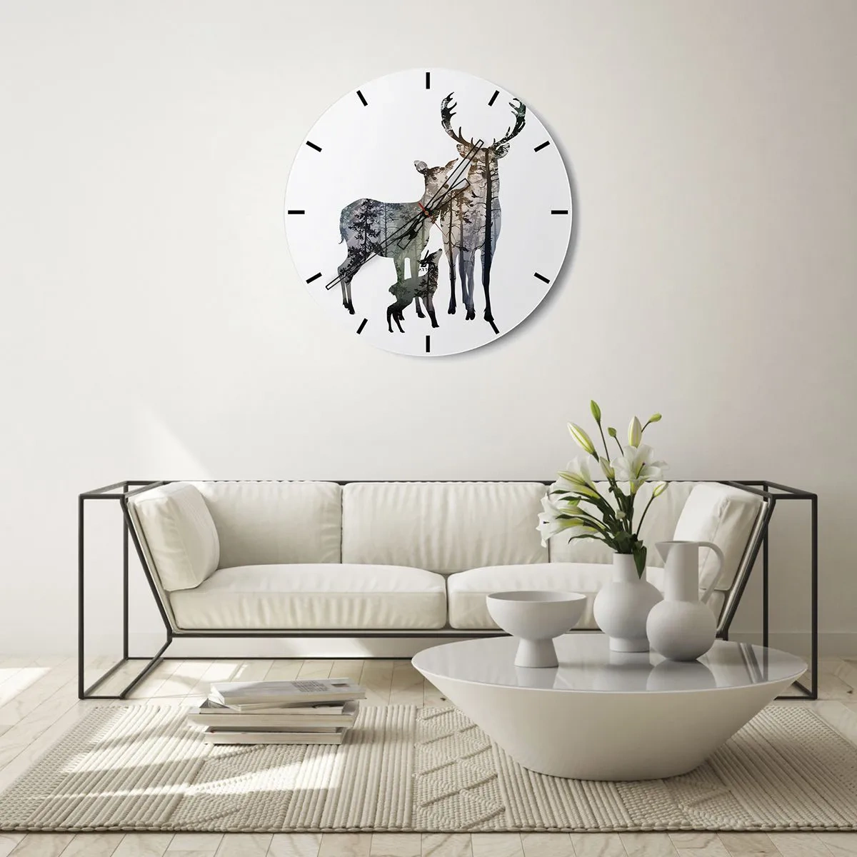 Reloj de pared - Reloj de vidrio - Fotografía familiar - 30x30 cm