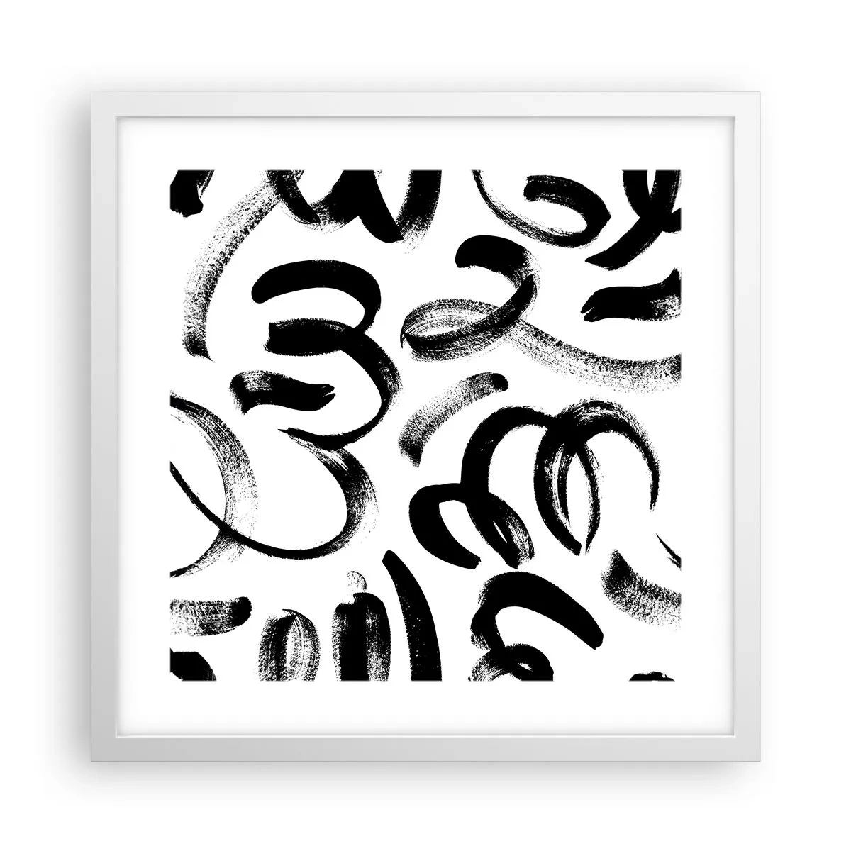 Póster en marco blanco - Negro sobre blanco - 40x40 cm