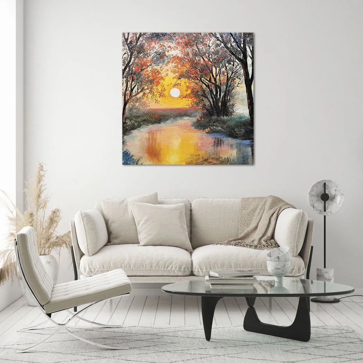 Cuadro sobre vidrio - Impresiones sobre Vidrio - Ambiente otoñal - 30x30 cm