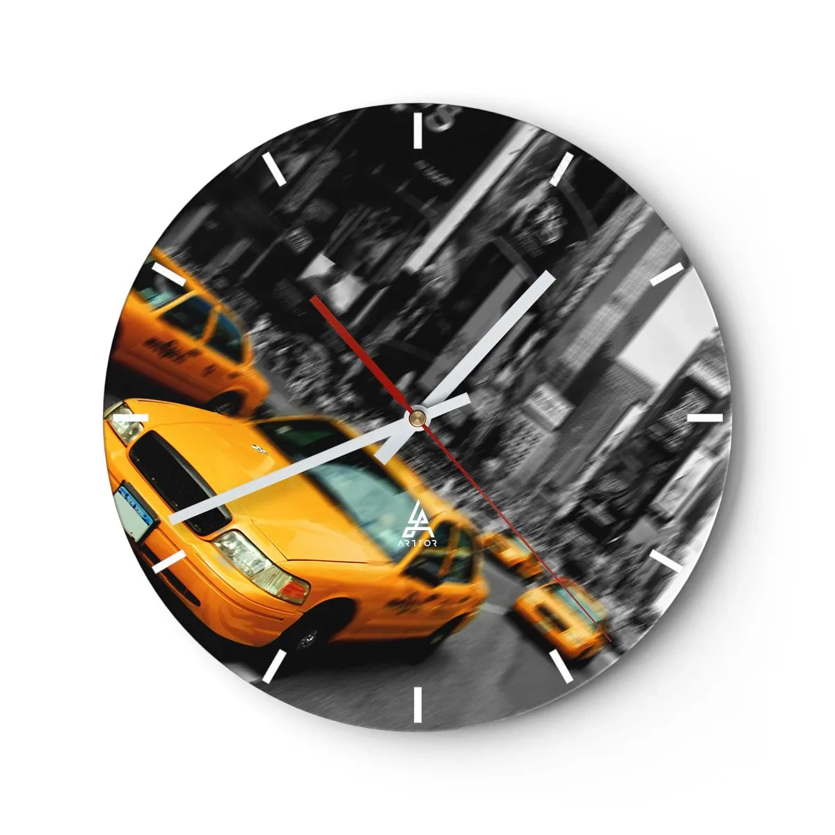 Reloj de pared - Reloj de vidrio - El sol cae sobre Nueva York - 40x40 cm