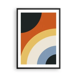 Póster en marco negro - Arcos y círculos abstractos coloridos - 50x70cm - Círculo sobre círculo - Decoración de pared moderna para salón y dormitorio ARTTOR