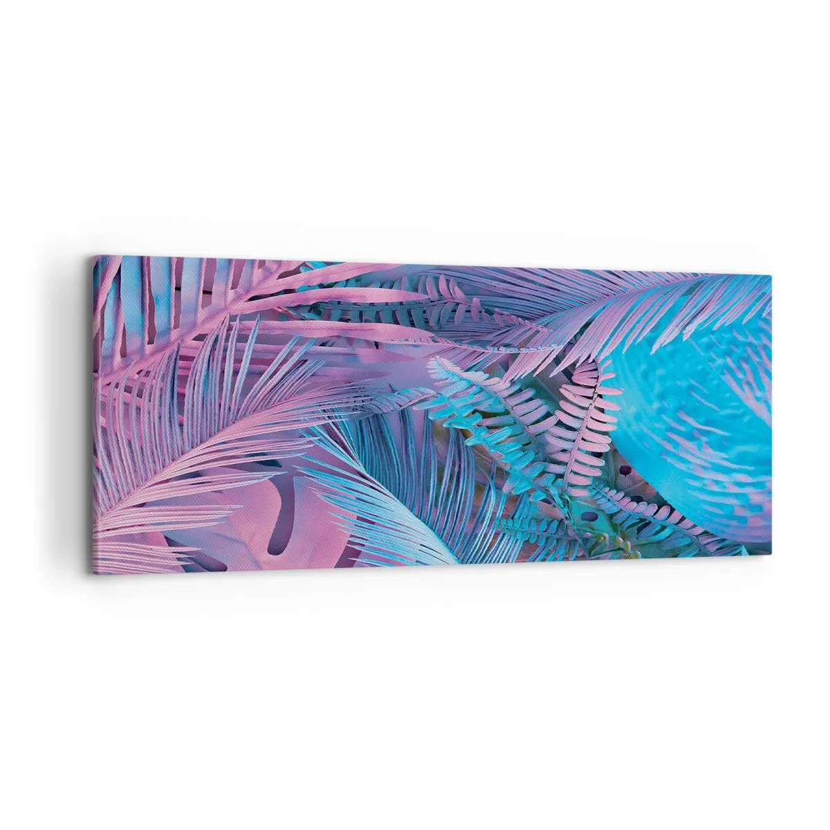 Cuadro sobre lienzo - Impresión de Imagen - Trópicos en rosa y azul - 100x40 cm