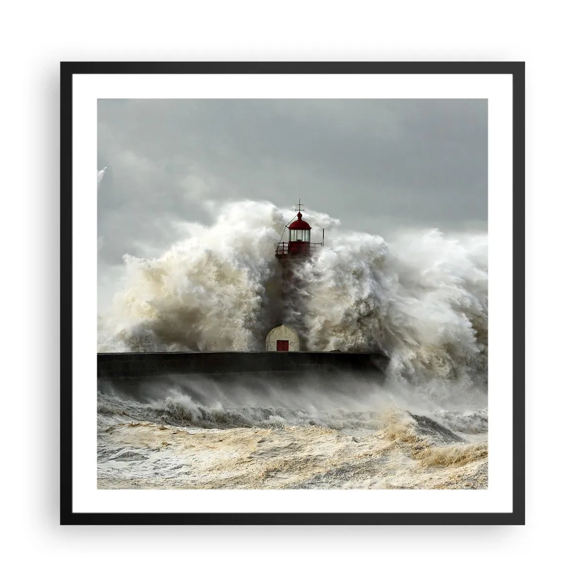 Póster en marco negro - La furia del océano - 60x60 cm