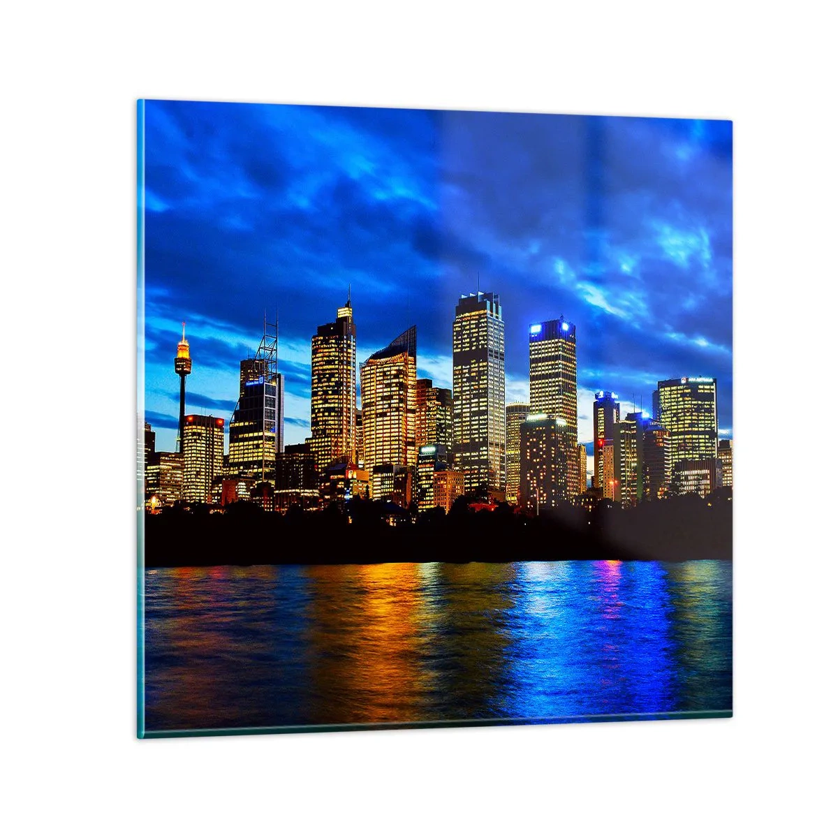Cuadro sobre vidrio - Impresiones sobre Vidrio - Noche de luces y colores - 70x70 cm
