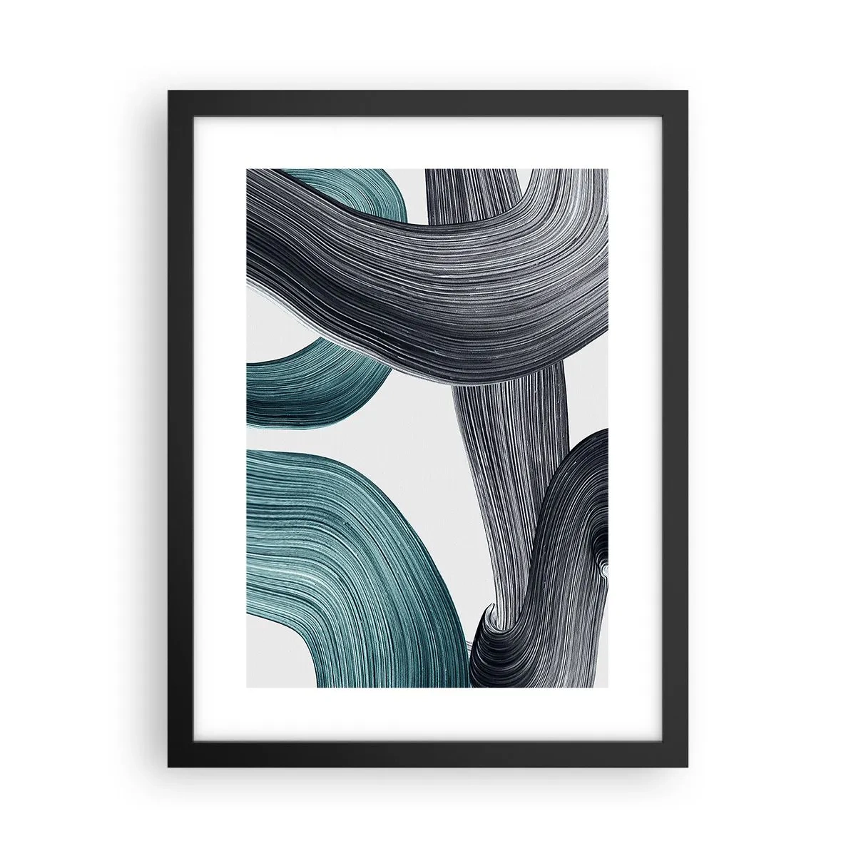 Póster en marco negro - Senderos esmeralda y negro - 30x40 cm