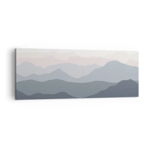 Cuadro sobre lienzo - Impresión de Imagen - Capas sutiles de montaña en tonos grises y azules. - 140x50cm - Cordilleras a la vista - Decoración de pared moderna para salón y dormitorio ARTTOR