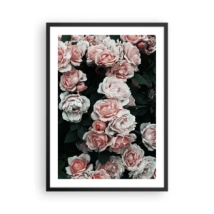 Póster en marco negro - Un ramo de rosas en delicados tonos rosa sobre un fondo oscuro. - 50x70cm - Conjunto de rosas - Decoración de pared moderna para salón y dormitorio ARTTOR