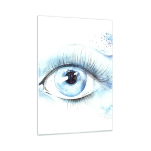 Cuadro sobre vidrio - Impresiones sobre Vidrio - Ojo azul en acuarela artística - 50x70cm - Sumérgete en el azul de tu mirada - Decoración de pared moderna para salón y dormitorio ARTTOR