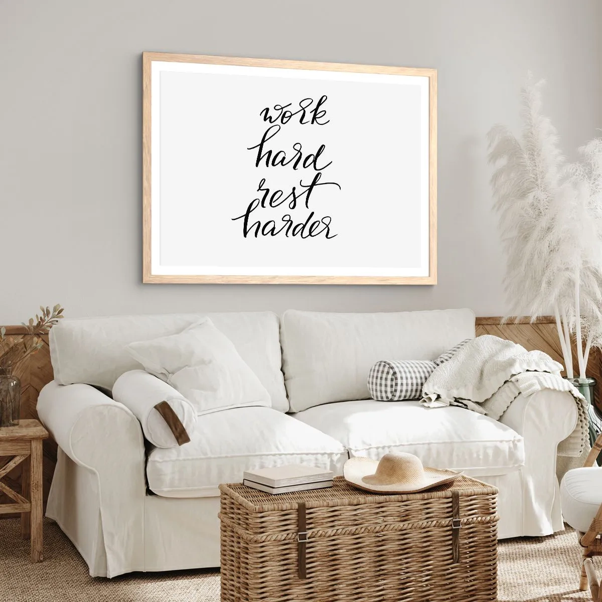 Póster en marco roble claro - Balance de vida - 100x70 cm