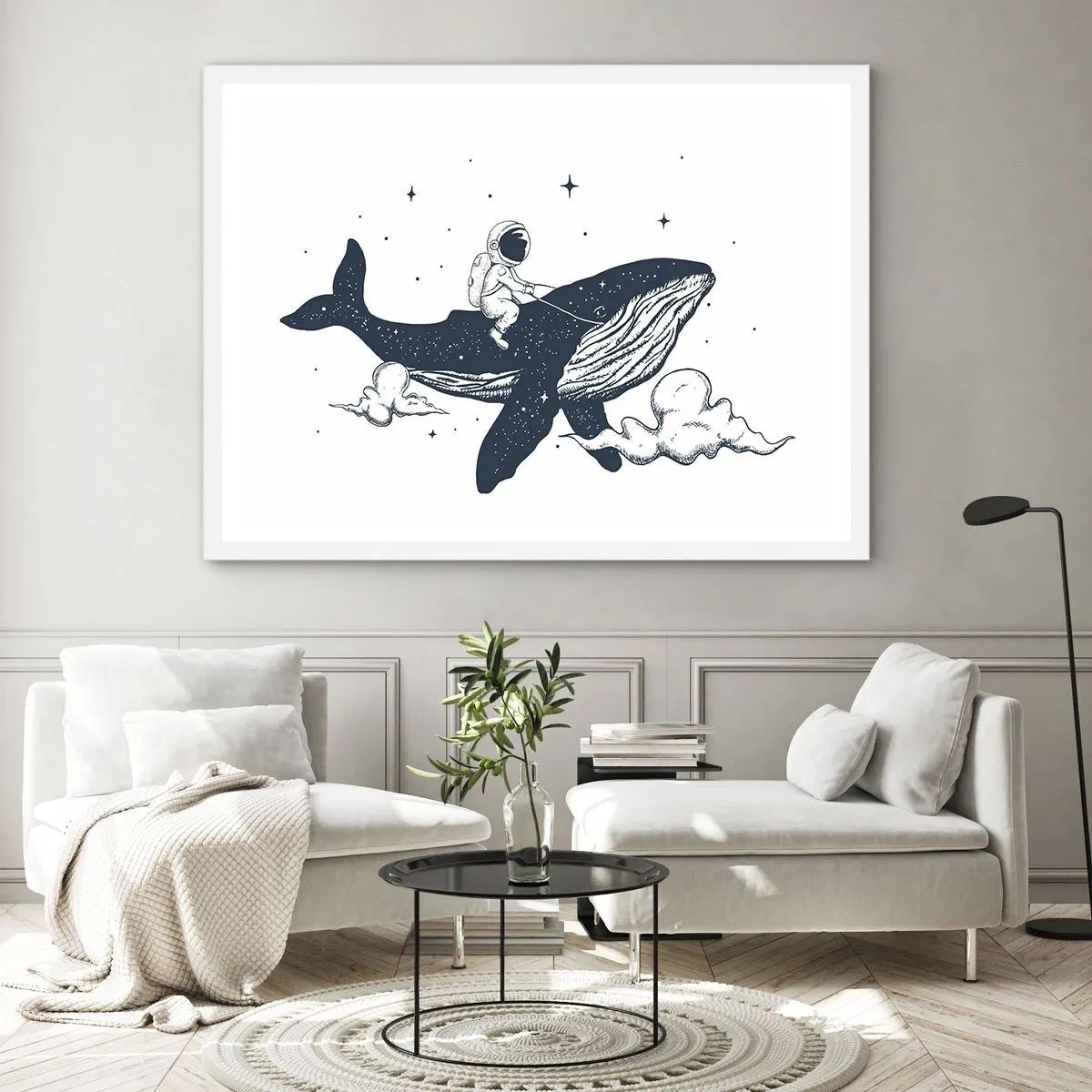 Póster en marco blanco - Una aventura cósmica - 91x61 cm