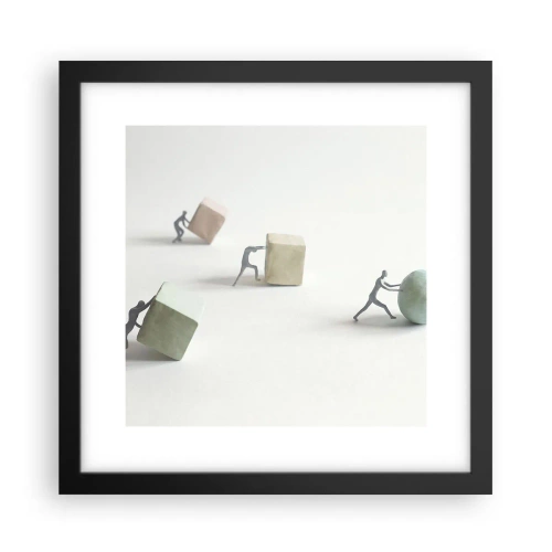 Póster en marco negro - El avance de la geometría - 30x30 cm