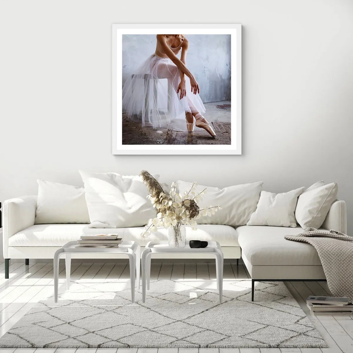 Póster en marco blanco - Antes de que brillen las luces del escenario - 30x30 cm